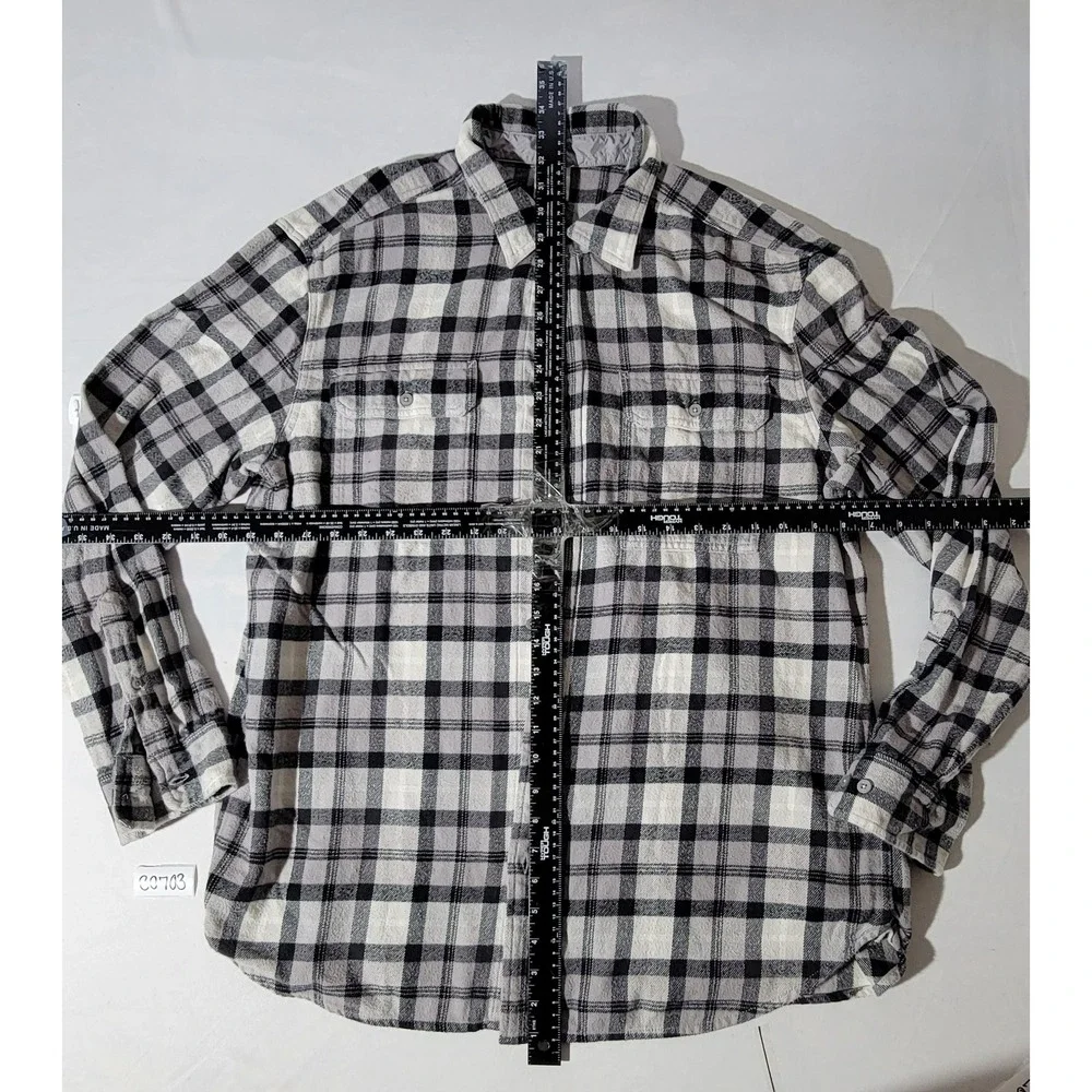 The North Face Mens XL Grey Black Plaid Flannel Button Down Shirt NF0A4QPJ F23